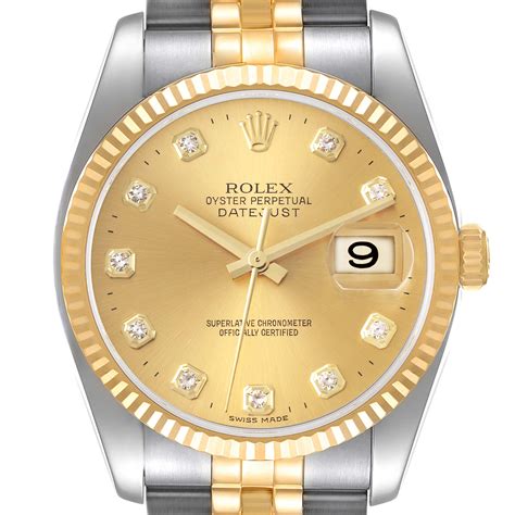 rolex datejust 36mm steel and yellow gold diamonds|More.